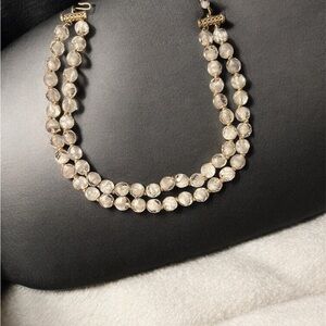 Vintage Hattie Carnegie White Clear Beaded Double Strand Necklace